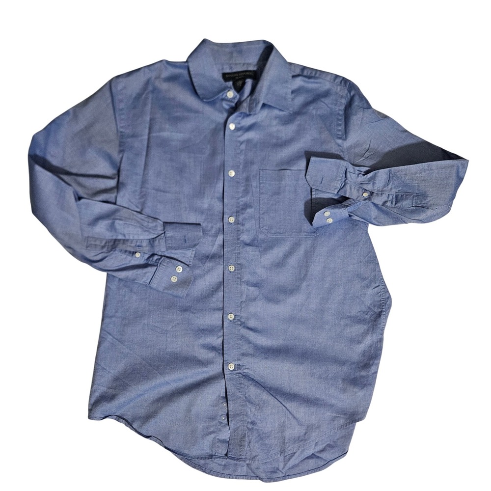 Banana Republic Relaxed Fit Mens Medium Blue Cotton Oxford Button Down Shirt